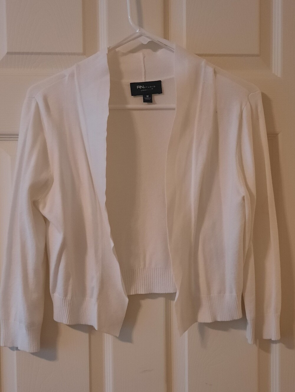 Women's White Open Front Cardigan